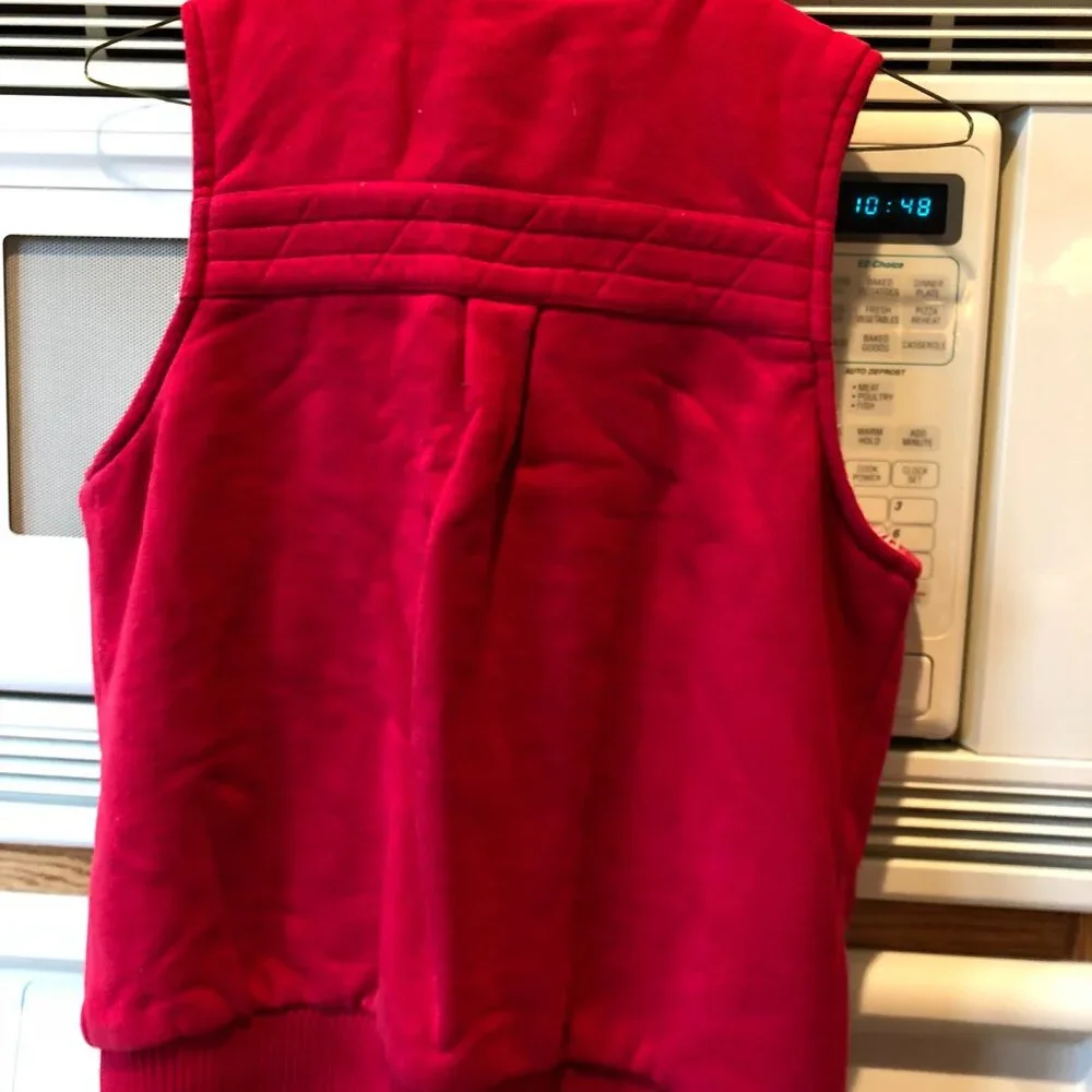 Old Navy Girls Fleece Lined Vest Zipper & Toggle Zip Button Red Small